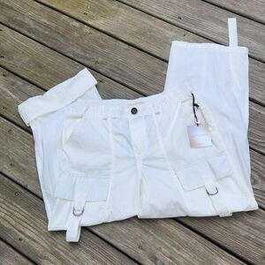 NWT-Women's White Cargo Track Pants